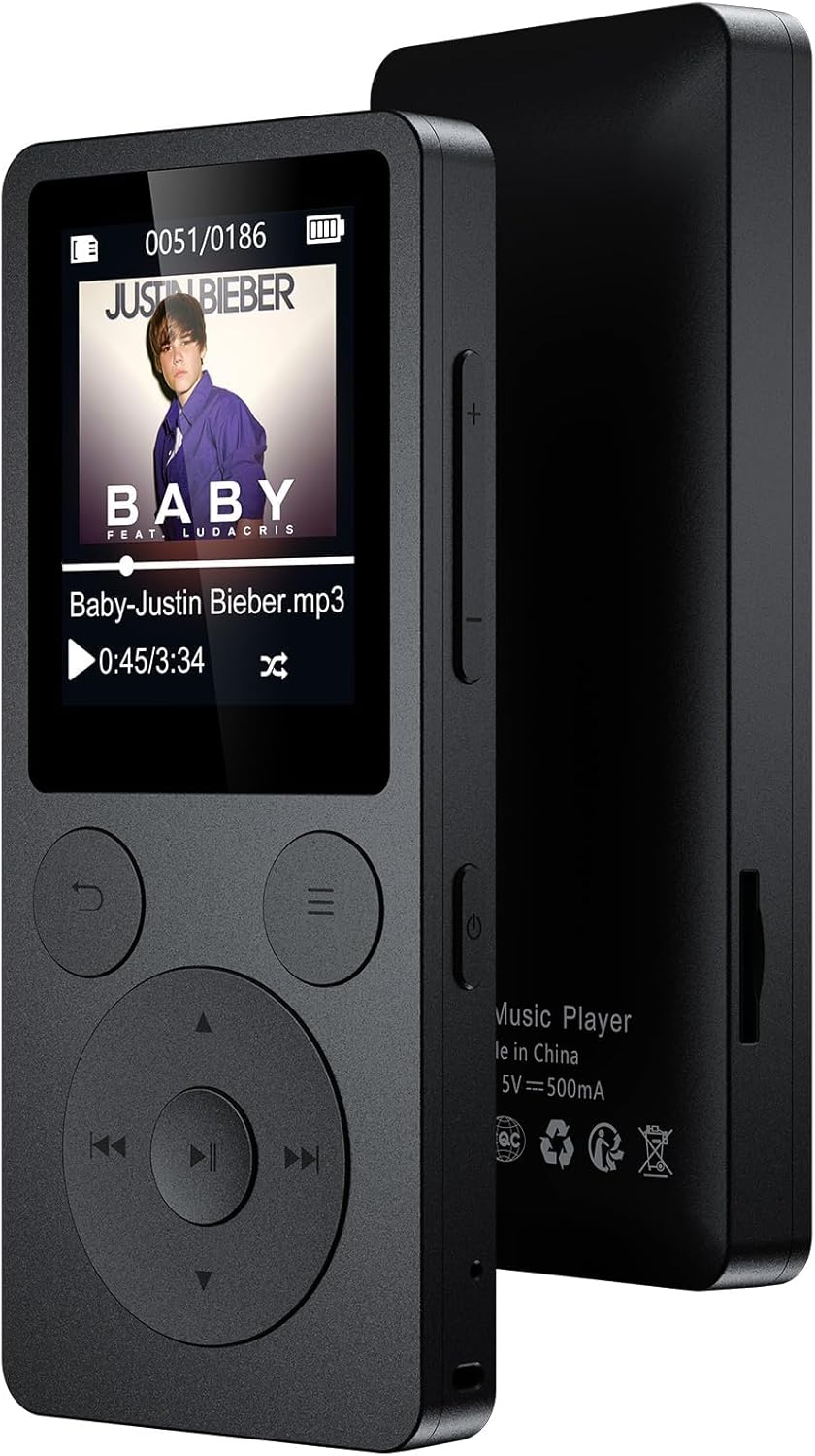 64GB MP3 Player Bluetooth 5.3 & Lautsprecher – Upgrade mit physischen Tasten (Zurück, Menü, Lautstär