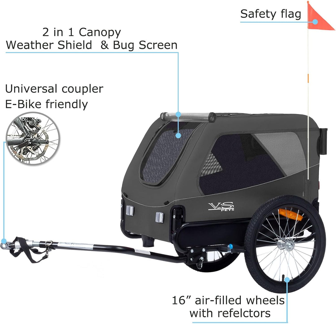 Tiggo VS Pets Medium Hundeanhänger & Buggy 2in1 Fahrradanhänger Hundebuggy Jogger 80204 Grau, Grau