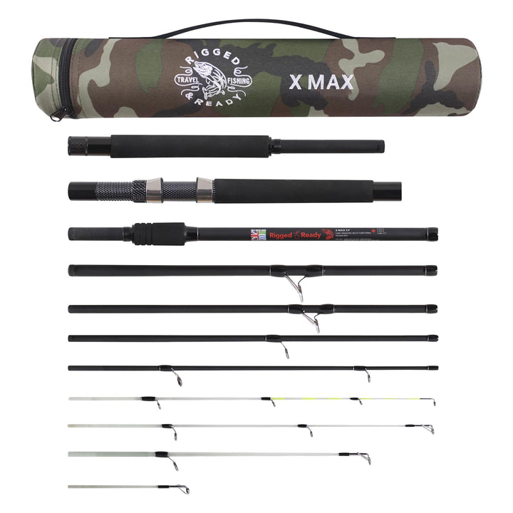 Rigged & Ready X Series Travel Fishing Rods. 6 Super Compact, Multi-Functional, Portable, Spin, Bass