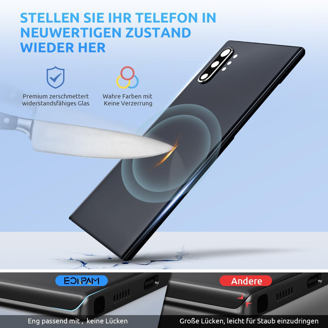 Eonpam Akkudeckel für Samsung Galaxy Note 10+ Plus N975 Rückseite Glas Original Backcover Back Glas