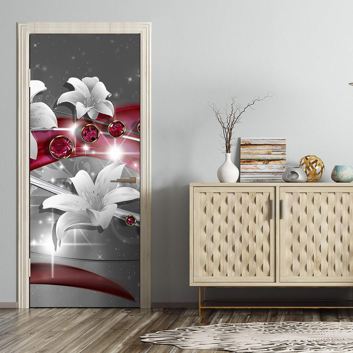 wandmotiv24 Türtapete Abstrakt Diamant Lilie 80 x 200cm (B x H) - Dekorfolie selbstklebend Sticker f