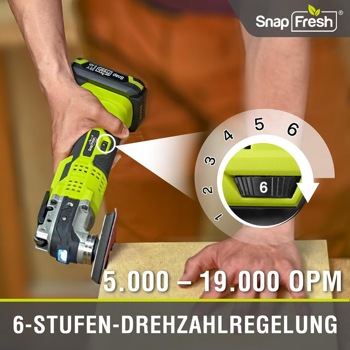 SnapFresh 20V Akku Multifunktionswerkzeug, Oszillierendes mit 6 Geschwindigkeitsstufen, 2,0Ah Akku &amp;