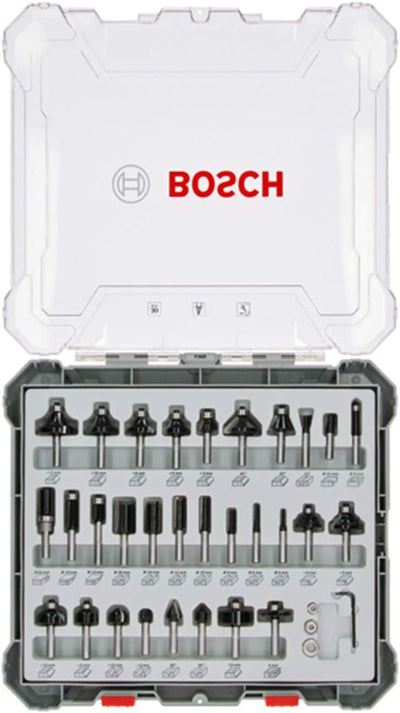 Bosch Professional 30tlg. Fräser Set Mixed (für Holz, für Oberfräsen mit 6 mm Schaft) 30 tlg. | Mixe