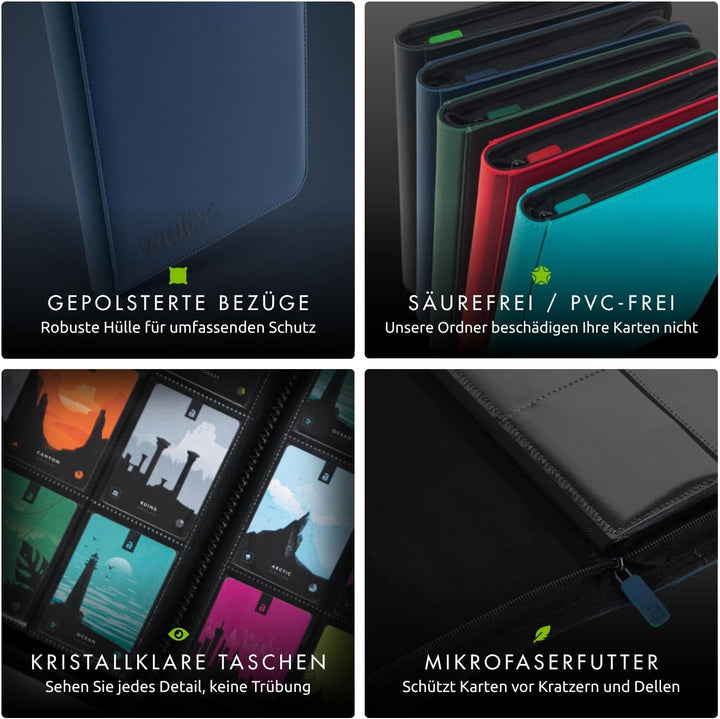 Vault X Premium eXo-Tec Zip Heftmappe - 12 Fächer Sammelkarten Trading Cards Mappe - 480 Fächer mit