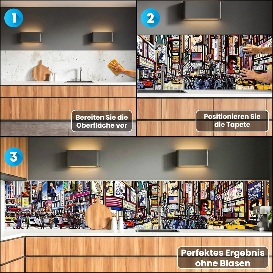 Küchenrückwand Folie selbstklebend Times Square | Klebefolie - Dekofolie - Spritzschutz für Küche |