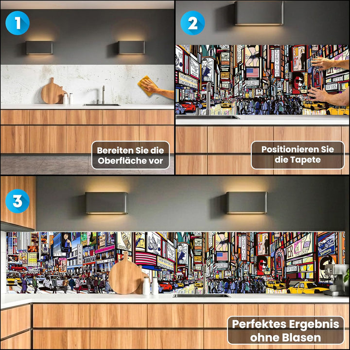 Küchenrückwand Folie selbstklebend Times Square | Klebefolie - Dekofolie - Spritzschutz für Küche |