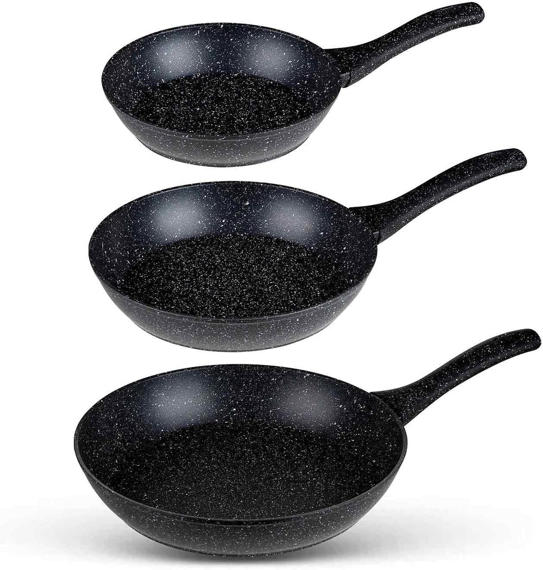BEM 3‑tlg Pfannenset 20/24/28 cm Induktion geeignet – beschichtete Brat- und Universalpfannen mit Gl