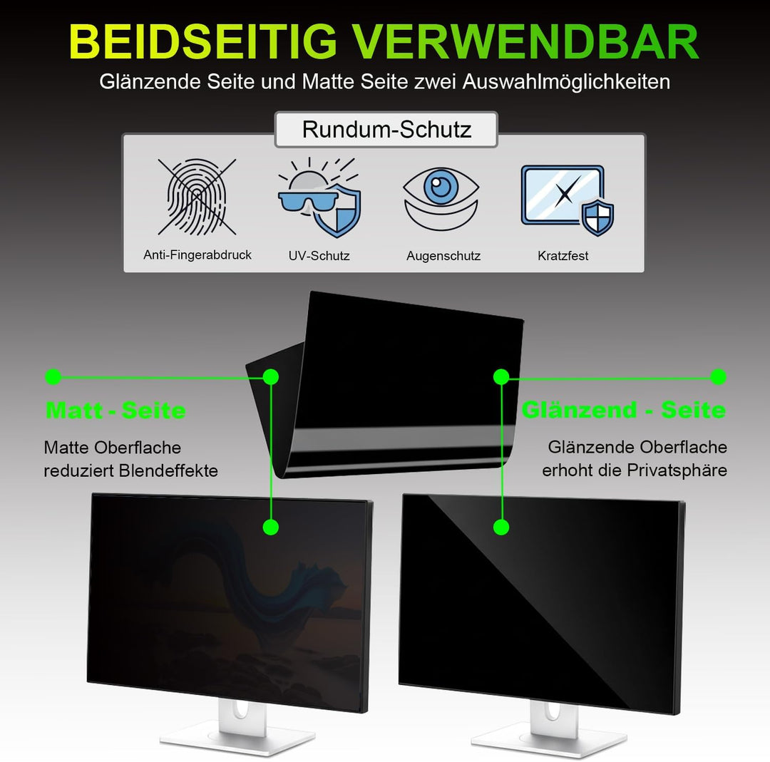 Sichtschutzfolie für 32 Zoll 16:9 (70.8x39.8cm) Monitor - Blaulichtfilter & Blendschutz, Abnehmbar B
