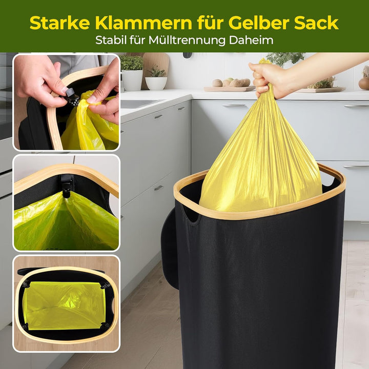 Gelber Sack Ständer, Müllsackständer mit Clip, Ständer für gelben sack, Mülleimer 90 liter, Gelber S