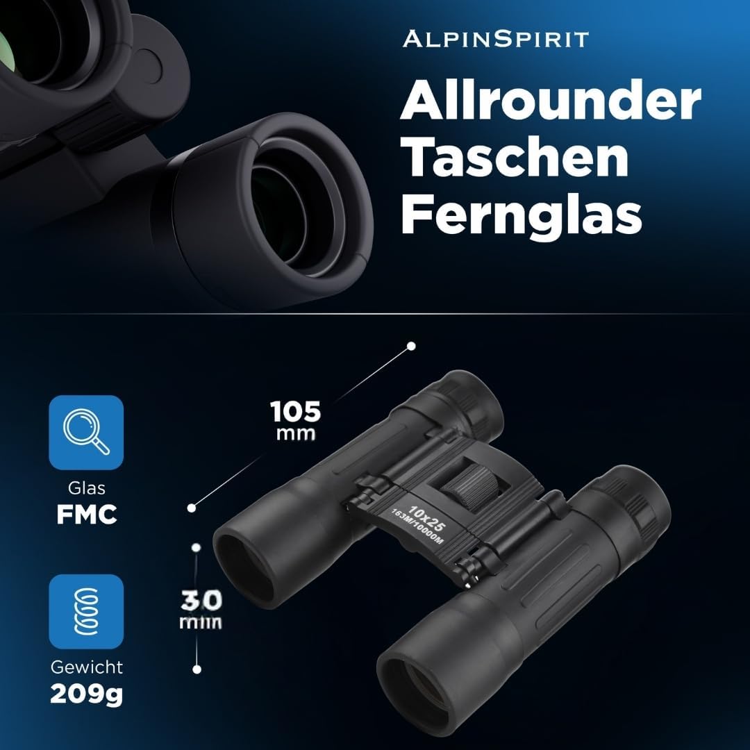 Fernglas 10x25 - leicht & kompakt - [EXTREM KLEIN] - TESTSIEGER - Mini Fernglas,für Brillenträger, O