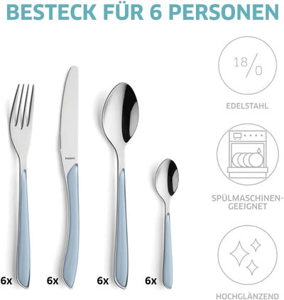 Kuppels Prisma Besteck Set für 6 Personen aus Edelstahl poliert | Besteckset 24-teilig | Hochwertige