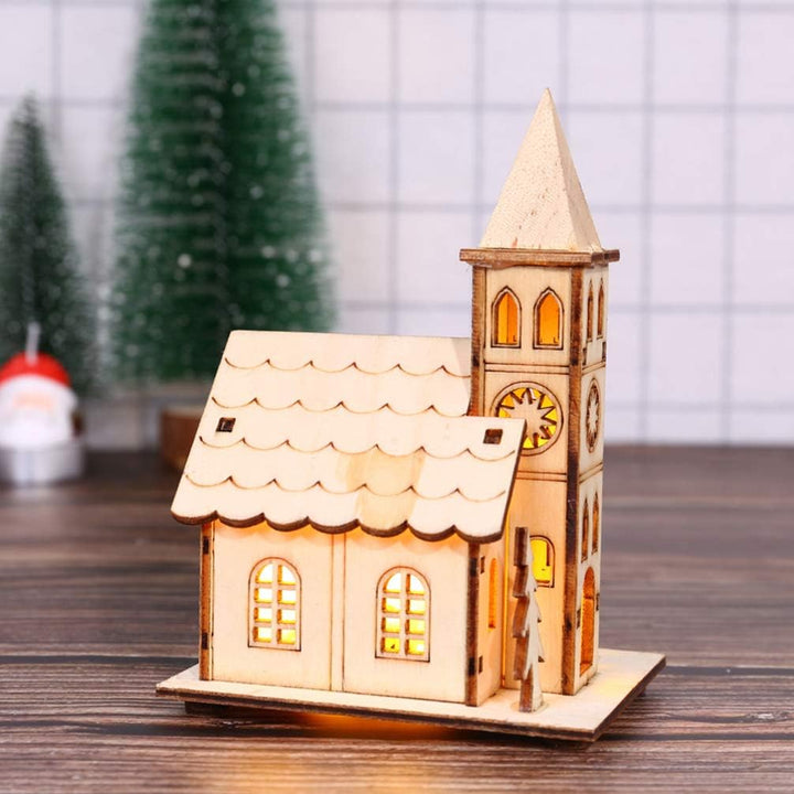 Toyvian LED Weihnachtshaus Beleuchtet Winterdorf Haus Holz Weihnachtsdorf Häuser Holzhaus Weihnachts