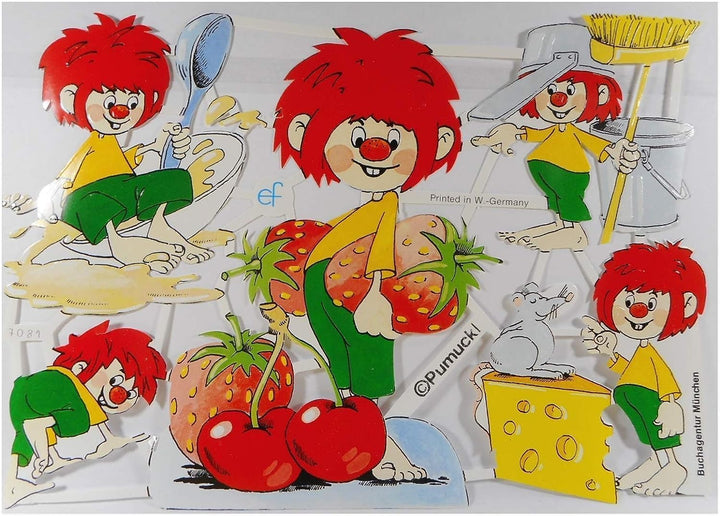 Glanzbilder Pumuckl Motiv Set aus 4 verschiedenen Papierbögen zum Basteln und Verzieren Poesiebilder