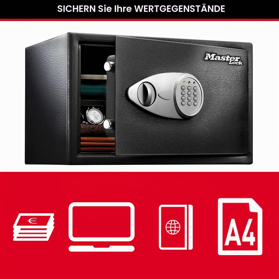 Master Lock Tresor mit Zahlenschloss, elektronische Kombination, 33 L, 27 x 43 x 37 cm Kombinationss