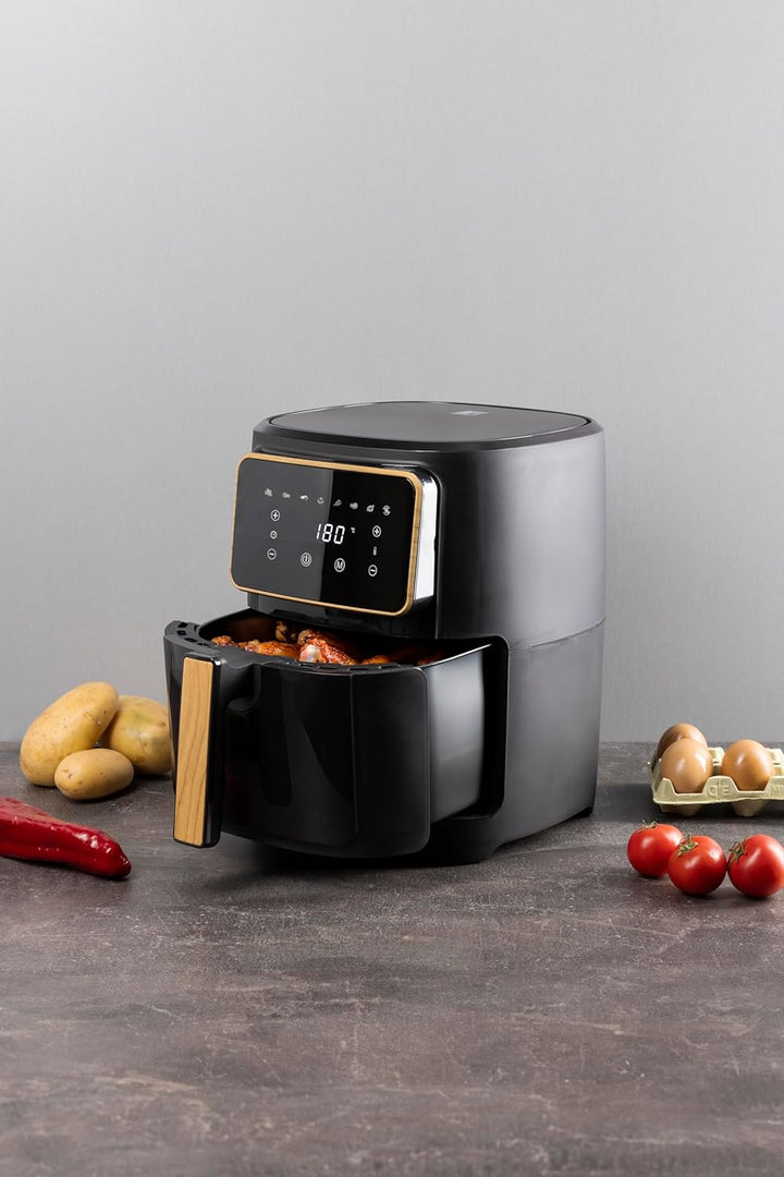 BERGNER CHARCOAL - PFAS-Freie Heissluftfritteuse 1800W 6.9L - 8 Kochprogramme - Air Fryer mit Kerami