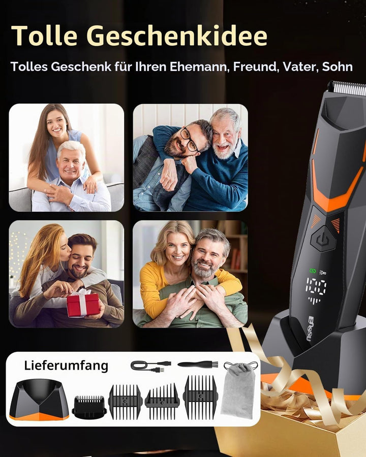 ENSSU Elektrischer intimrasierer mann, Type-C wiederaufladbar, Rasierer herren intimbereich mit LED-