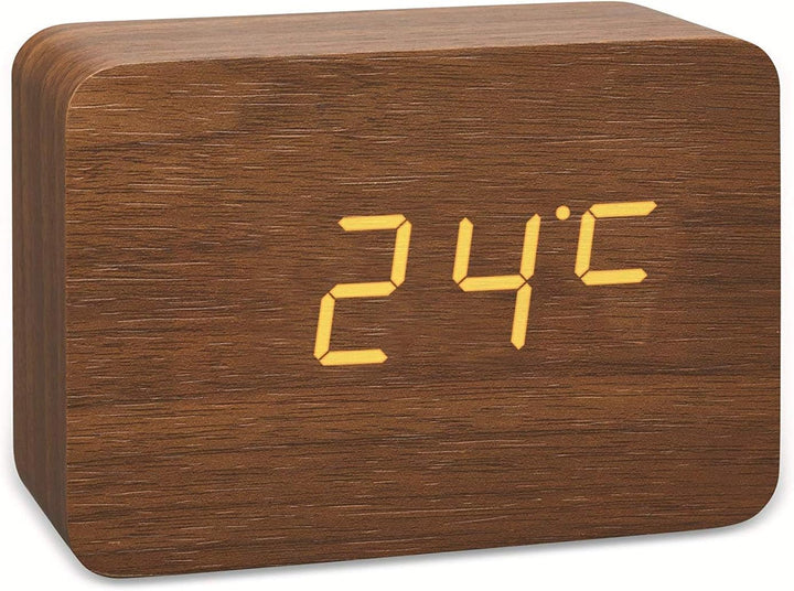 TFA Dostmann 60.2549 Clocco Funk-Wecker in Holzoptik braun/orange mit Batterien