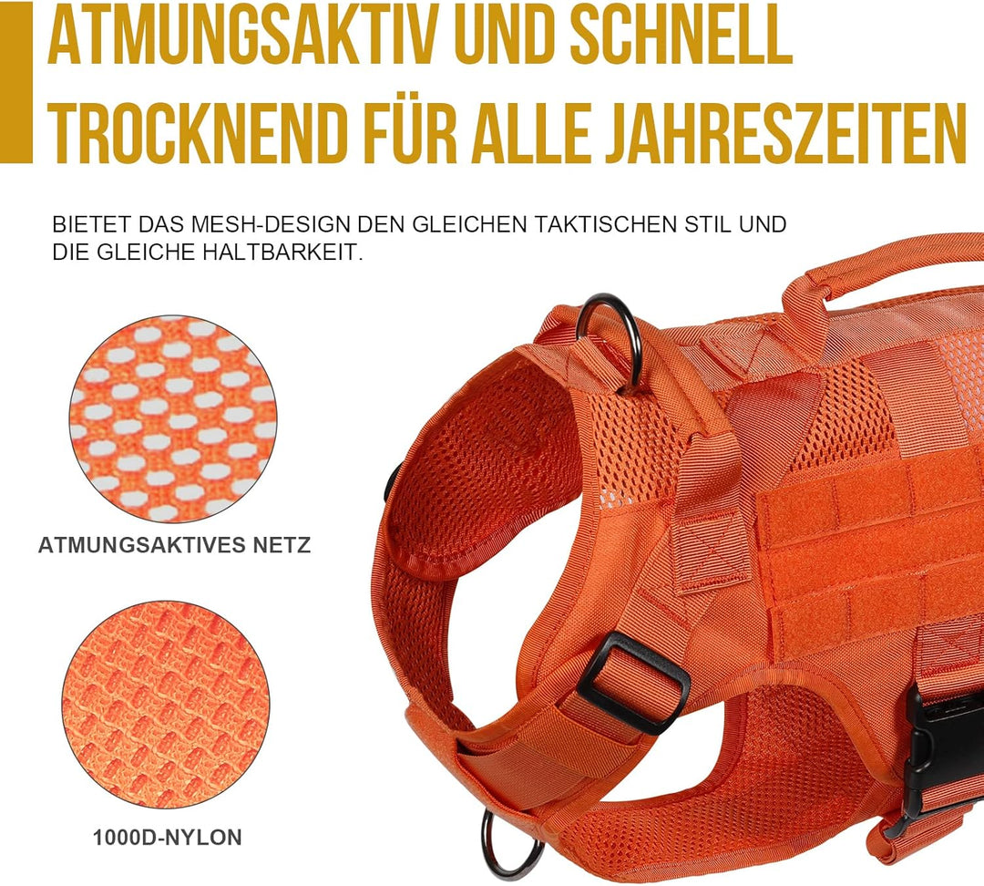 OneTigris Hundegeschirr Kleine Hunde, AIRE MESH Taktisches Anti Zug Geschirr mit 2 Griff Verstellbar