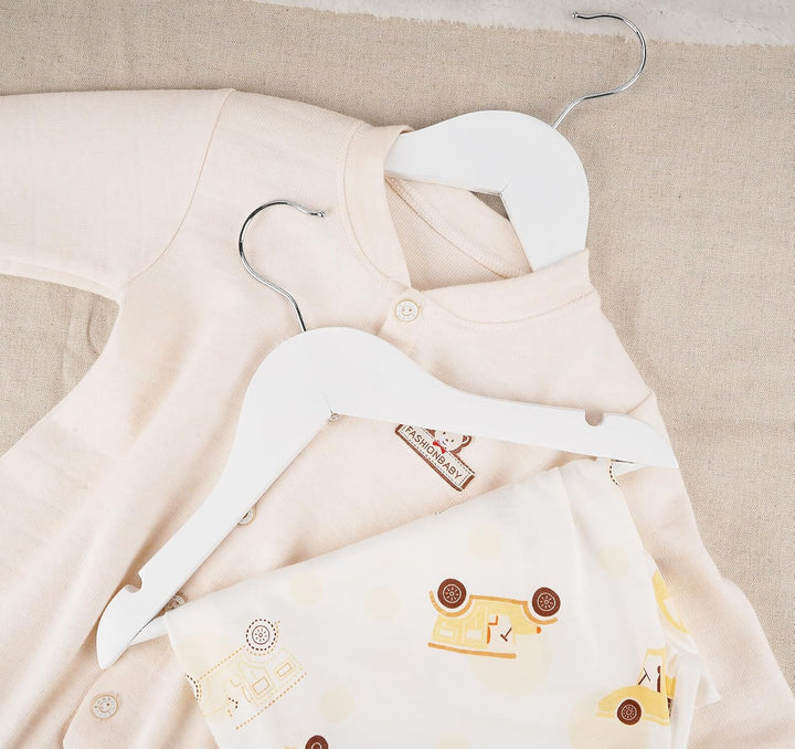 Kleiderbügel Kinder Weiss, Homewit 12 Stück Baby Kleiderbügel aus Holz mit Rutschfesten Kerben und H