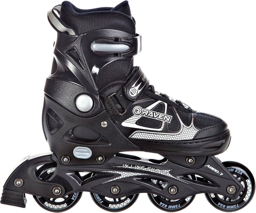 RAVEN 2in1 Schlittschuhe Inline Skates Inliner für Kinder und Erwachsene verstellbar, Spirit Black/W