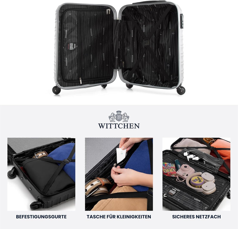 WITTCHEN Reisekoffer 4er Koffer-Set Rollkoffer Trolley Handgepäck Hartschale aus ABS mit 4 Spinner-R