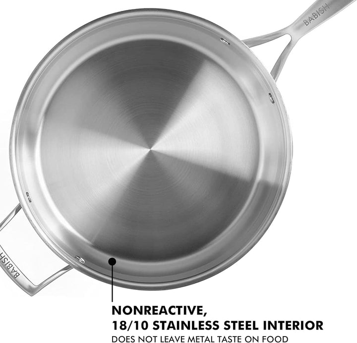 Babish Tri-Ply Stainless Steel Saute Pan w/Lid, 5-Quart Saute Pan (5-Quart), Saute Pan (5-Quart)