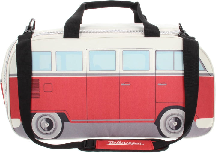 BRISA VW Collection - T1 Bulli Bus Sporttasche Reisetasche Gross Rot und Beige Klein (50 x 25 x 26 c