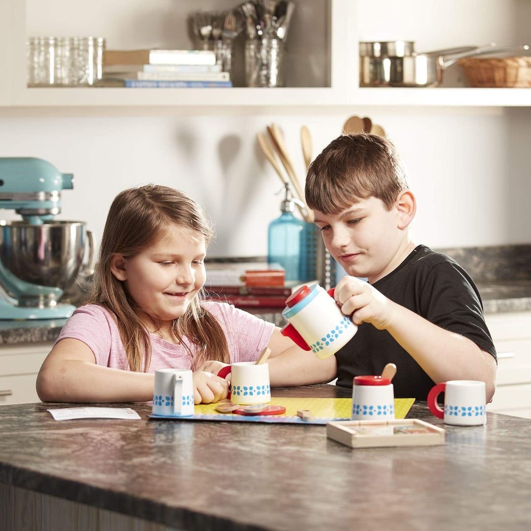 Melissa &amp; Doug Steep &amp; Serve Wooden Toy Tea Set , Wooden Toys , Kids Tea Set , Pretend Play , Play F