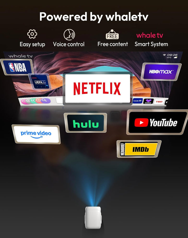 [Kompatibel mit Netflix & Elektrischer Focus] Beamer Gimbal N5 1080P Mini Beamer mit WiFi & Bluetoot