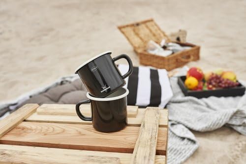 Rösle 43477 BBQ Tasse Sansibar emailliert, 2-teilig, schwarz / weiss, 12 x 9,5 x 8 cm