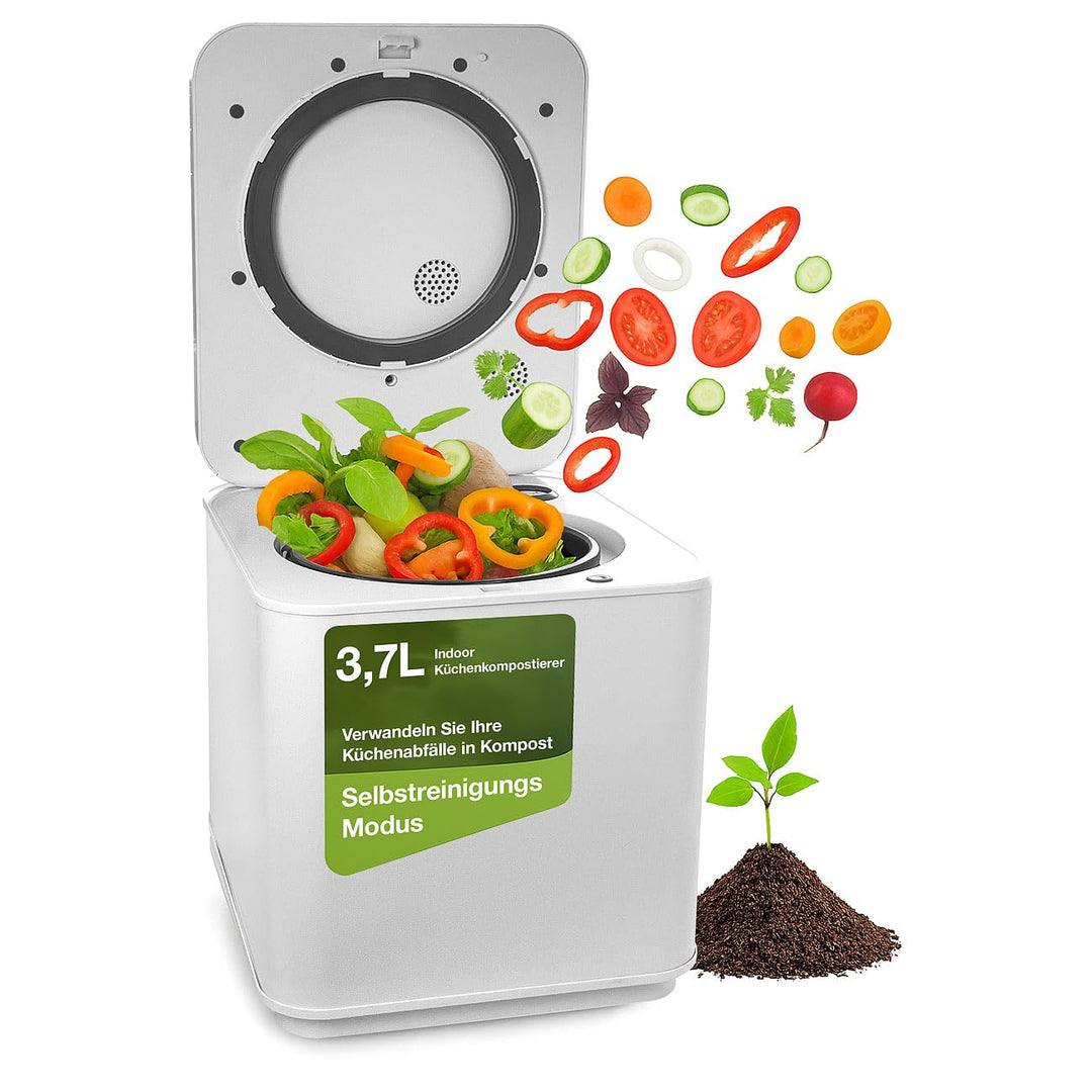 Rosenstein & Söhne Komposter: Elektrischer Kompostierer, 3,7 l, 550 W, Autoclean, Aktivkohlefilter (