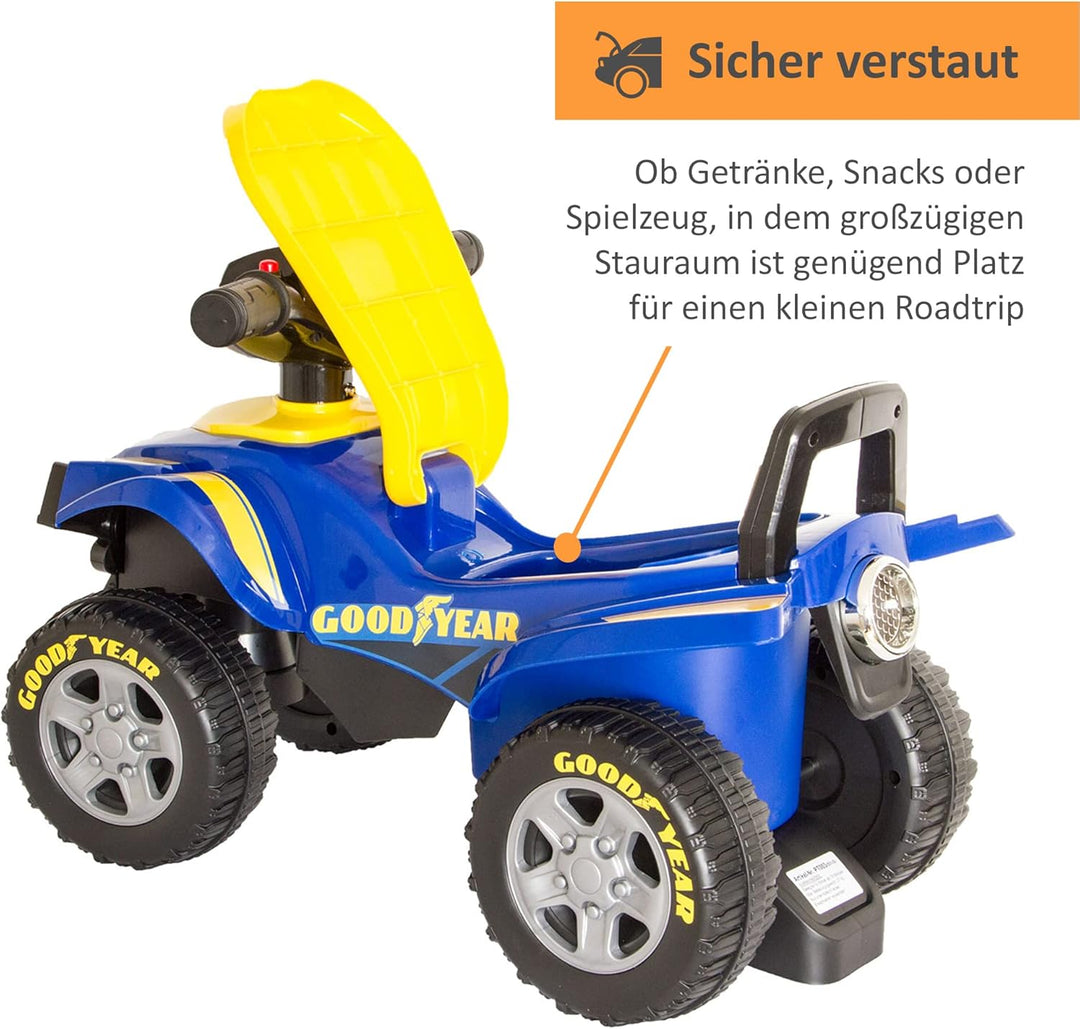LEMODO Rutschauto blau in Quad-Optik | Rutscherfahrzeug für Kinder ab 18 Monate | Rutschfahrzeug mit