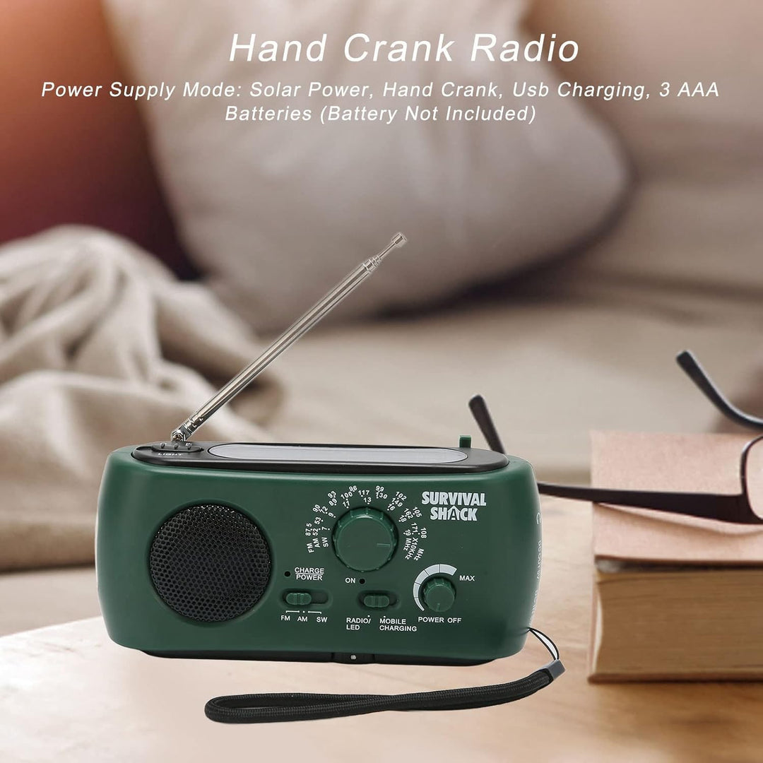 Bewinner Outdoor AM//SW Handkurbel Solar Radio, Stromausfall liefert LED-Taschenlampe, tragbare Powe