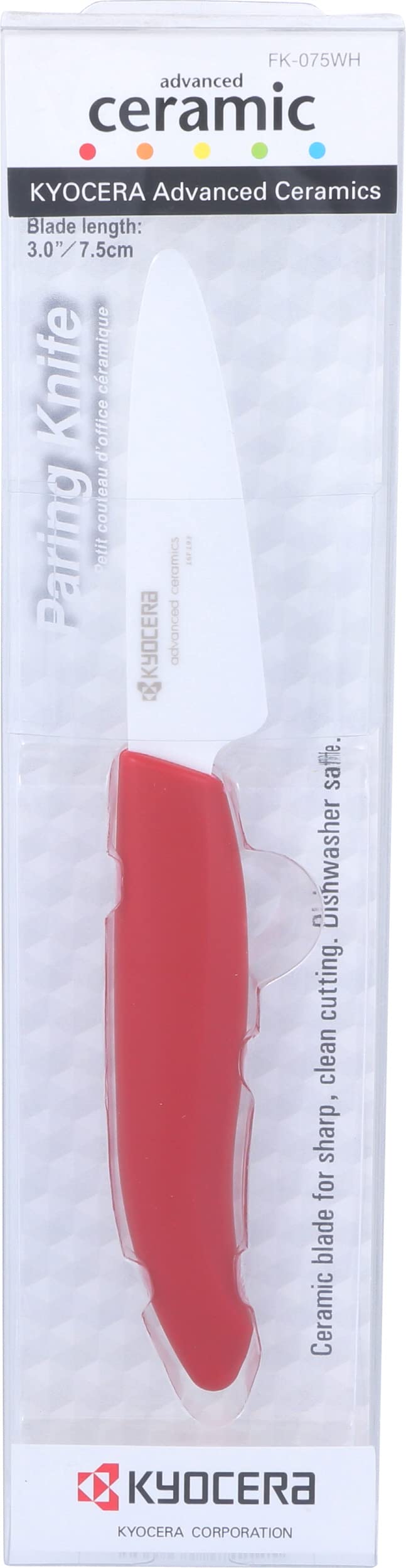 KYOCERA GEN COLOUR Schälmesser FK-075WH-RD Schälmesser mit extrem scharfer Keramikklinge für absolut