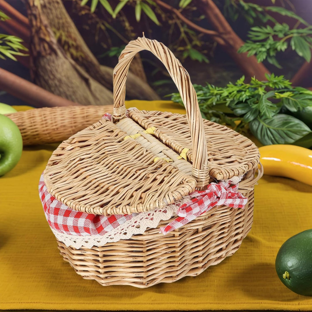 Toddmomy 1 Stück Weidenkorb Für Picknick-Camping Im Freien Natural Weidenkorb mit Deckel und & Liner