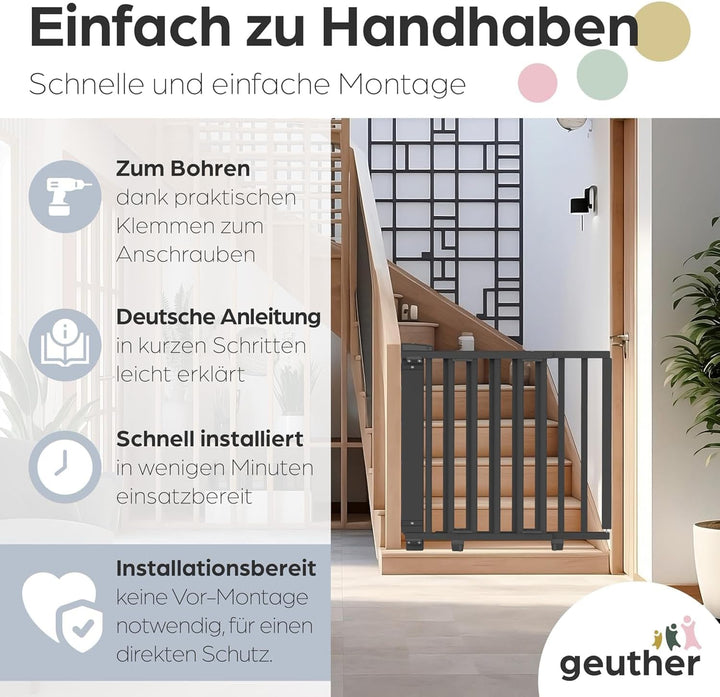 Geuther Treppenschutzgitter Plus - Absperrgitter zur Verhinderung von Stürzen von der Treppe -Verste