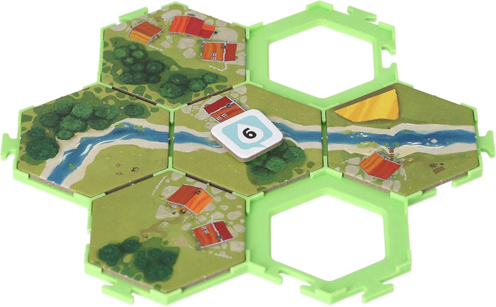 Feldherr 7er Set Plättchen Halter kompatibel mit Dorfromantik: Das Brettspiel grün, grün