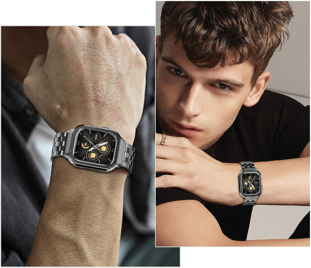 HASLFM Apple Watch Armbänder Kompatibel für iWatch Serie 6/5/4/SE/3/2/1(44mm/42mm), Edelstahl Apple