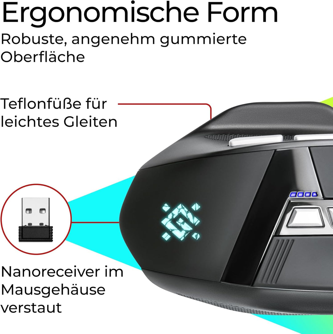 Defender Knight GM-885 Kabellose Gaming Maus, RGB Beleuchtung, 3200 DPI, 400 mAh Akku, 7 programmier