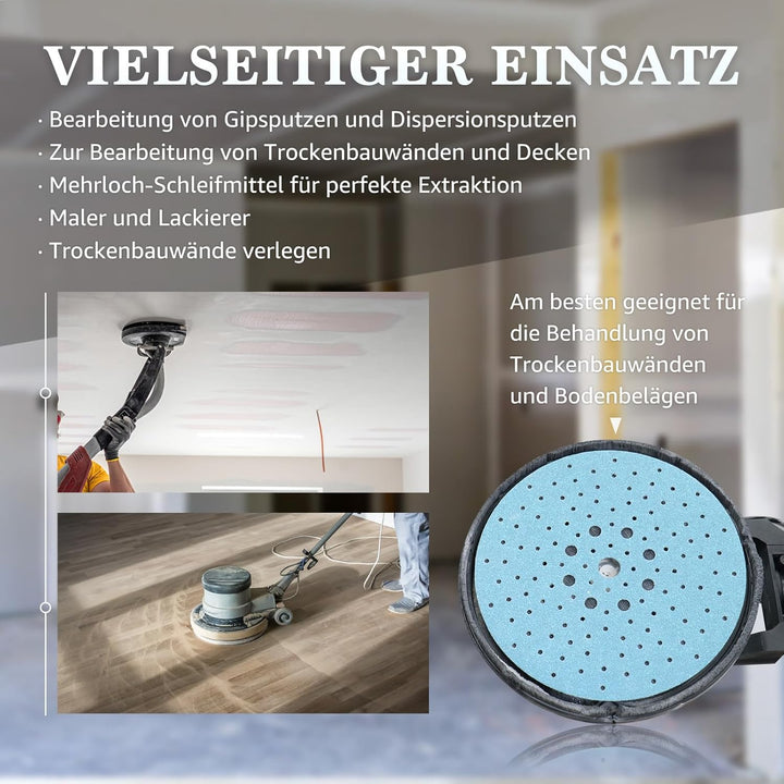 Schleifpapier 225mm Klett 400 Körnung Schleifscheiben Staubentfernung Keramik Schleifpapier Blau 10