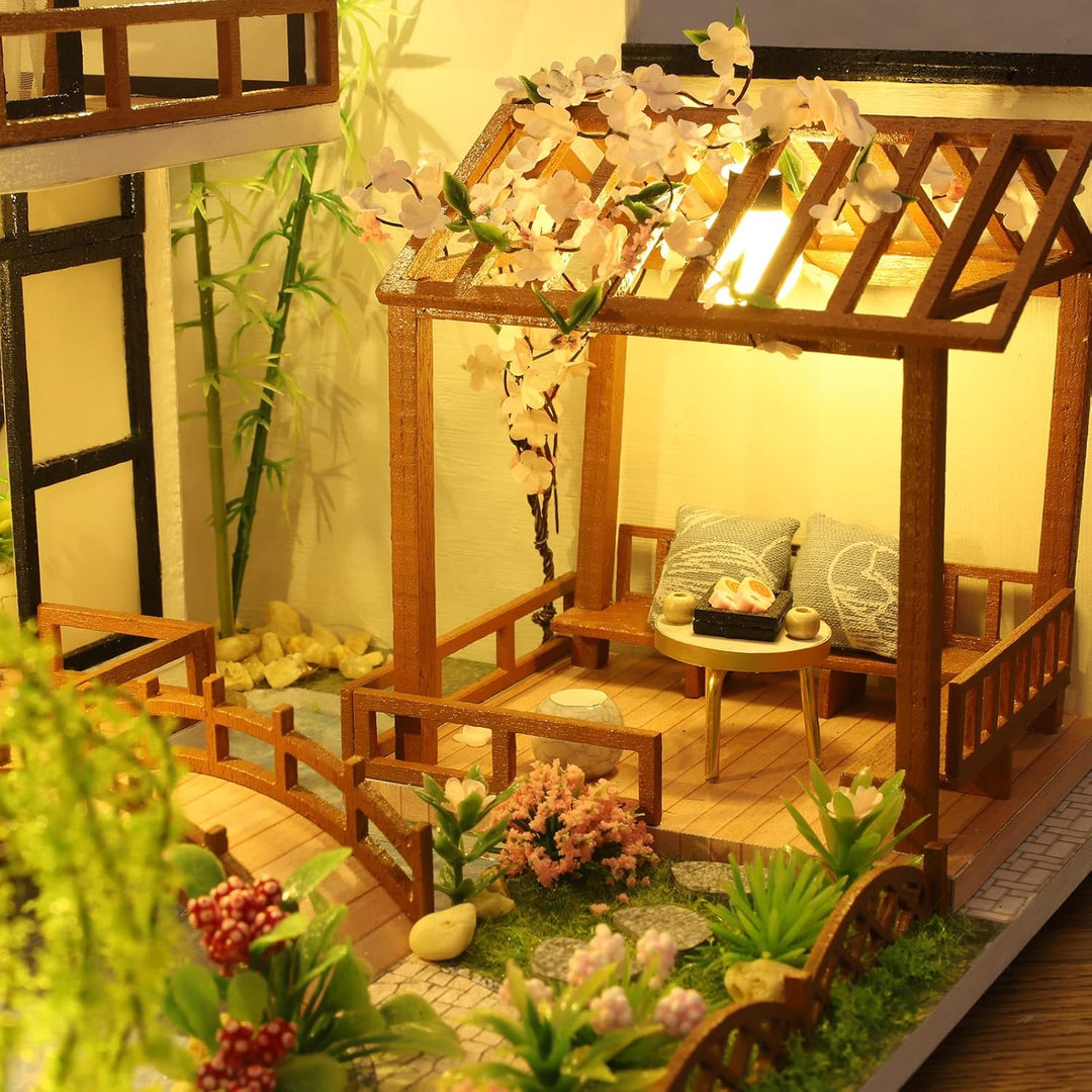 Cuteefun DIY Miniatur Puppenhaus Kit zum BAU Miniatur Haus mit Musik Möbeln und Werkzeugen Selber Ba