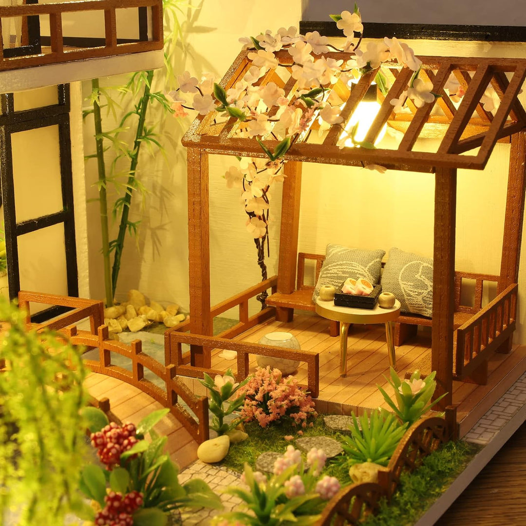 Cuteefun DIY Miniatur Puppenhaus Kit zum BAU Miniatur Haus mit Musik Möbeln und Werkzeugen Selber Ba