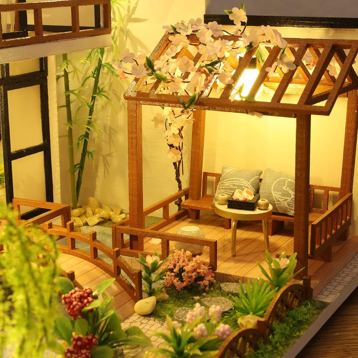 Cuteefun DIY Miniatur Puppenhaus Kit zum BAU Miniatur Haus mit Musik Möbeln und Werkzeugen Selber Ba