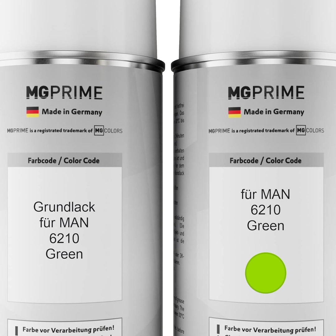 MG PRIME Autolack Sprühdosen Set für MAN 6210 Green Grundlack Basislack Klarlack Spraydose 400ml