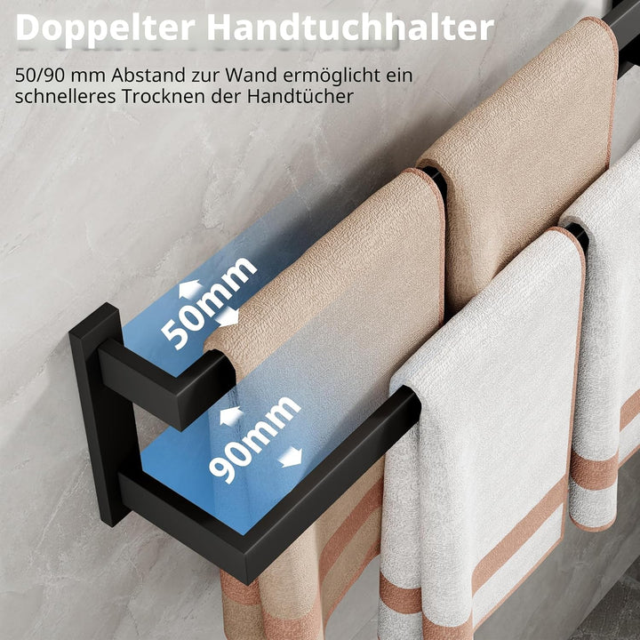 SAYAYO Handtuchhalter Schwarz Handtuchstange 70cm Multilayer Gästehandtuchhalter Wandmontage Edelsta