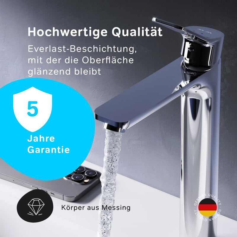 AM.PM Waschtischarmatur mit Einhebelmischer (hoch), SoftMotion Keramikkartusche, Neoperl Aerator, kr