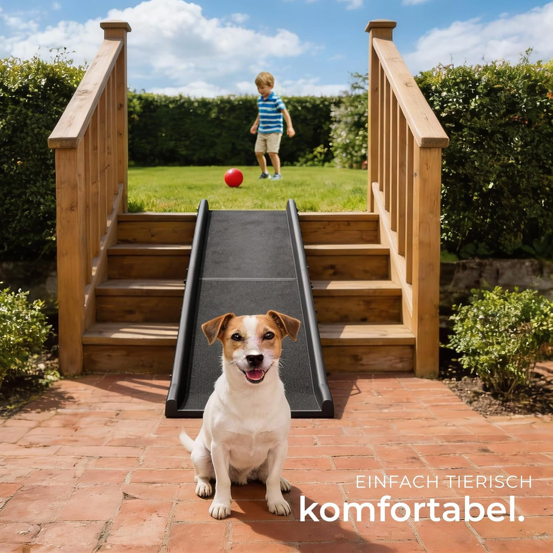 tectake® Hunderampe, klappbar und rutschfest, bis 90kg, Hunderampe Auto mit Kofferraumschutz, Hausti