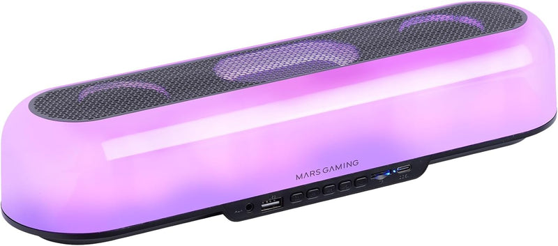 MARSGAMING MSB-ORB, Tragbarer Lautsprecher + Soundbar 20W, Orbilight RGB 360° Beleuchtung, Soundbar