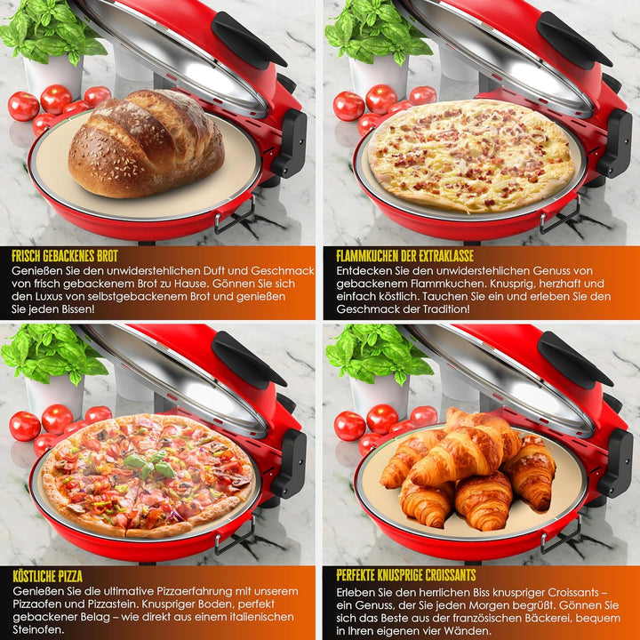KESSER® Pizza-Ofen elektrisch bis 400 Grad | Elektrischer Pizzabäcker 1200W mit feuerfester Steinpla