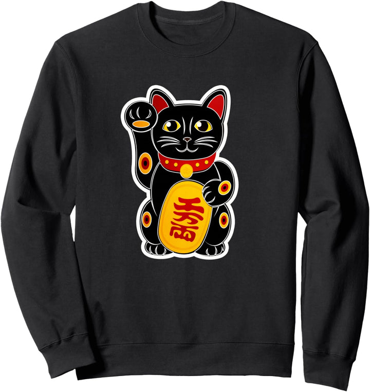 Winkekatze Maneki Neko Lucky Yoga Cat Katze Glücksbringer Sweatshirt